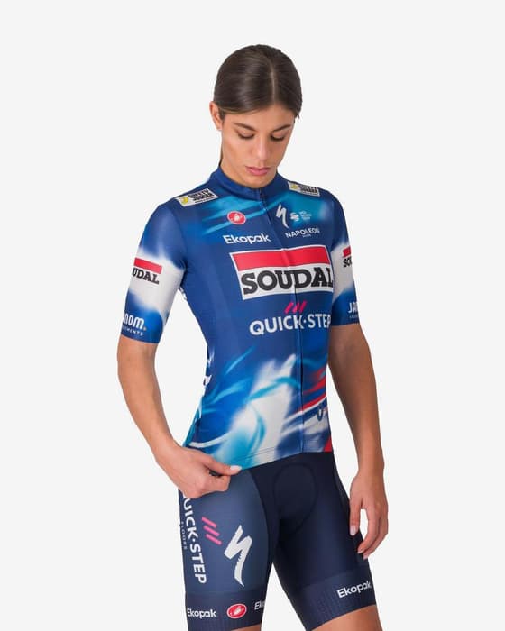 Maillot Soudal Quick-Step 2025 Compétition 3 manches courtes bleu femme