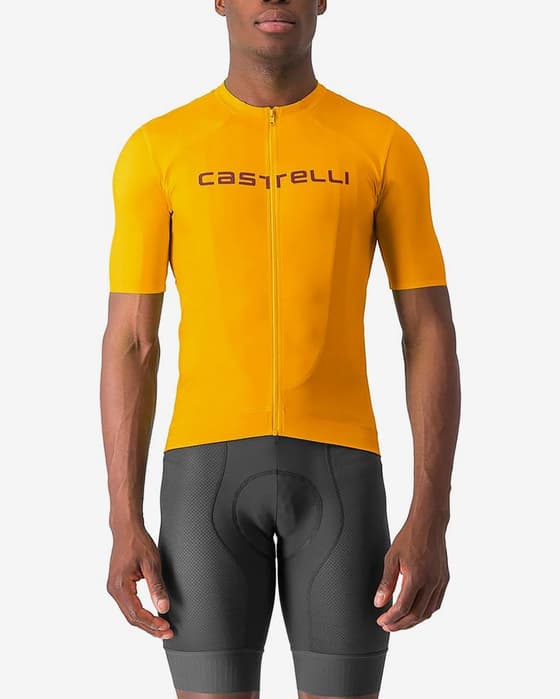 Maillot Castelli Prologo Lite manche courte jaune or bordeaux