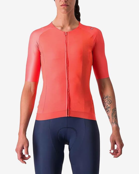 Maillot Castelli Aero Pro 7.0 Rosso Corsa manche courte rose brillant femme