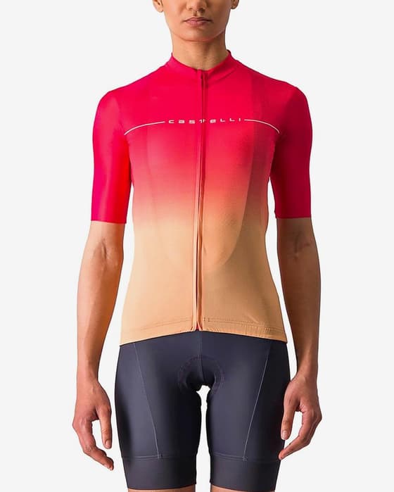 Maillot Castelli Salita manche courte rouge hibiscus orange femme