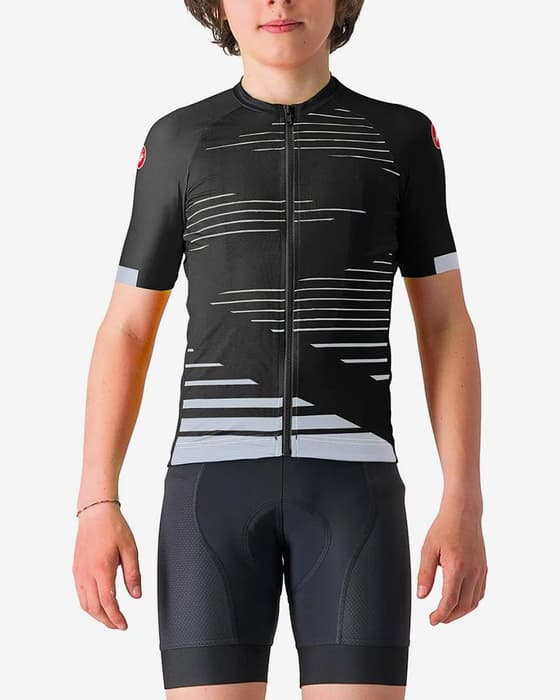 Maillot Castelli Aero manche courte noir clair argent enfant