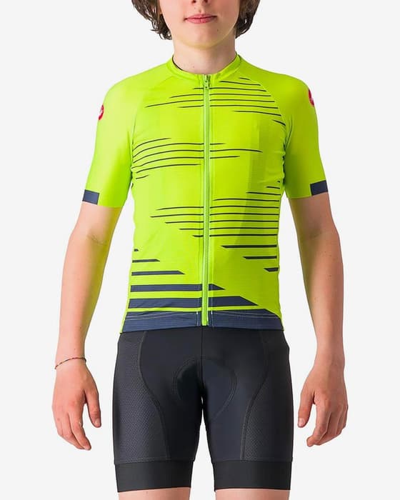 Maillot Castelli Aero manche courte lime bleu enfant