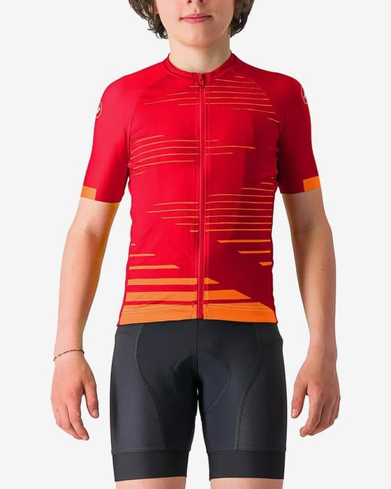 Maillot Castelli Aero manche courte rouge vif orange enfant