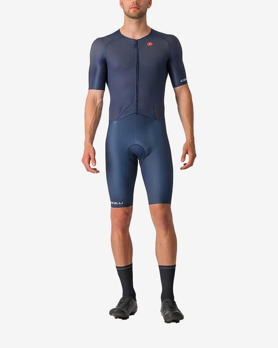 Traje integral Castelli Sanremo BTW Rosso Corsa corto azul oscuro