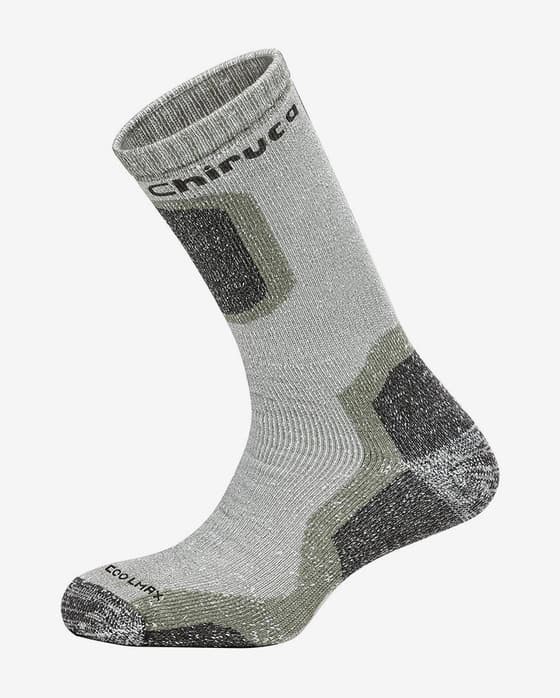 Calcetines Chiruca Caza Coolmax largos blanco gris verde