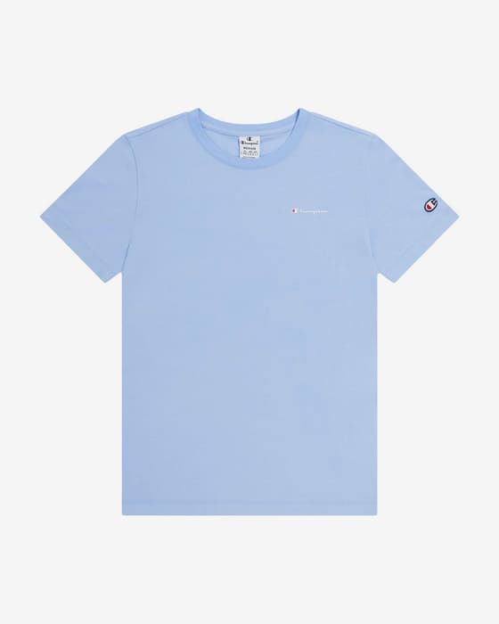 Camiseta Champion Legacy Icons Small Logo Color manga corta azul celeste mujer