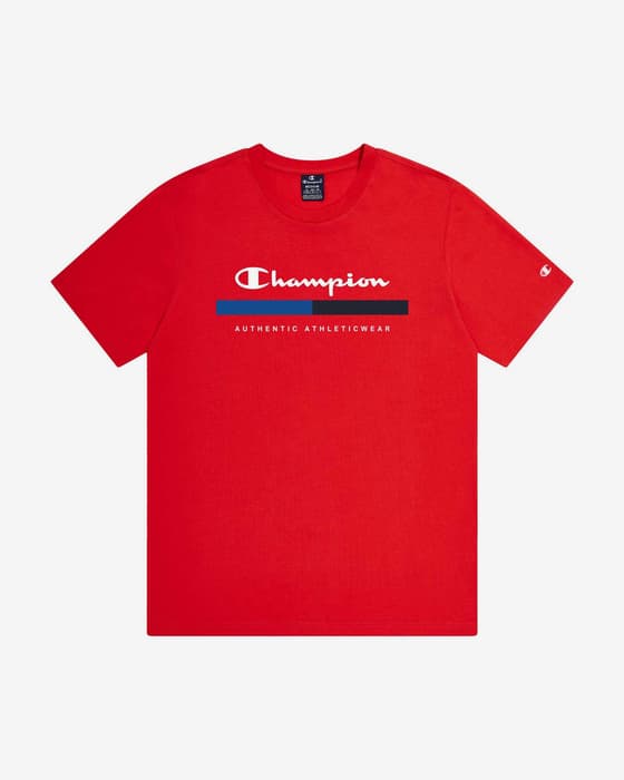 Camiseta Champion Legacy Graphic Authentic Big Logo manga corta rojo