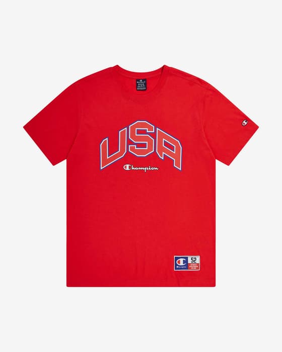 Camiseta Champion Legacy Retro Sport Basket USA manga corta rojo