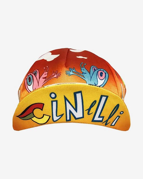 Gorra Cinelli Massimo Giacon naranja rojo