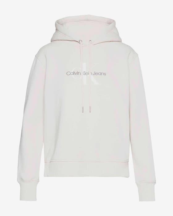 Sudadera con capucha Calvin Klein Jeans Archival Monologo blanco negro mujer