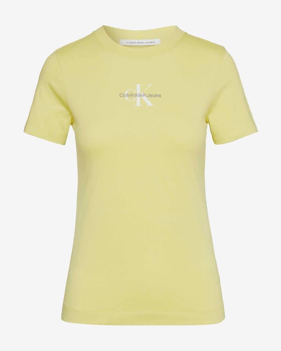 Camiseta Calvin Klein Jeans Monologo Slim Fit manga corta amarillo blanco mujer