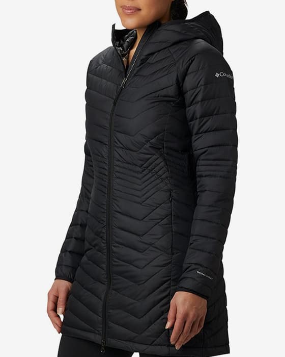 Chaqueta Columbia Powder Lite negro oscuro logo gris mujer