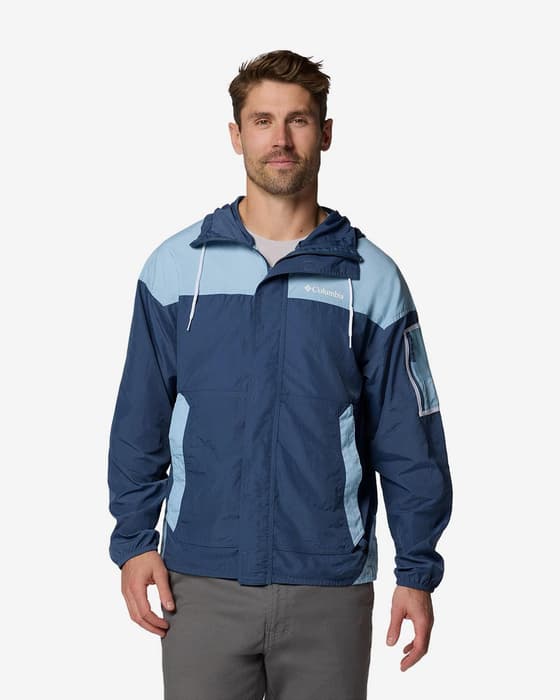 Giacca con cappuccio Columbia Challenger II Windbreaker blu scuro