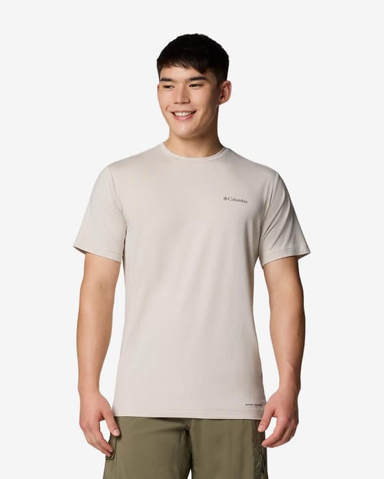 Camiseta Columbia Kwick Hike Back Graphic manga corta beige claro verde