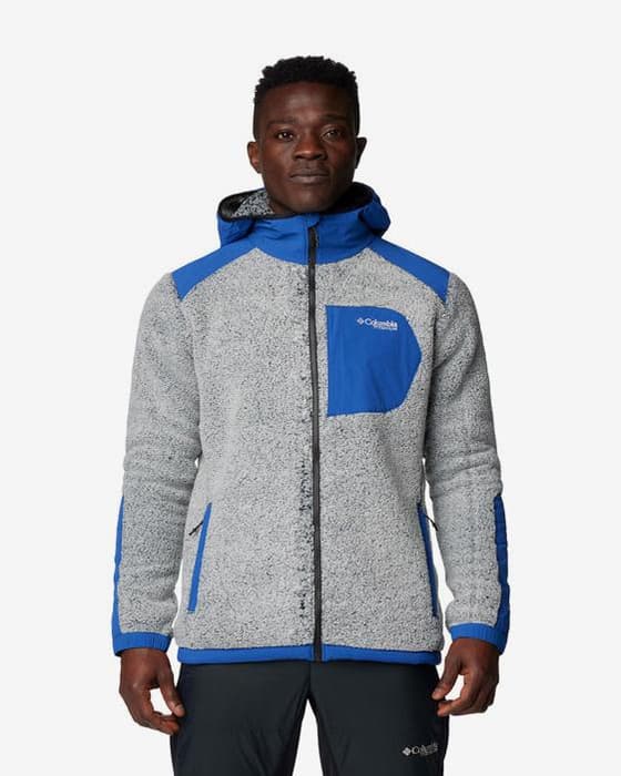 Forro polar con capucha Columbia Arctic Crest Sherpa Full Zip gris azul
