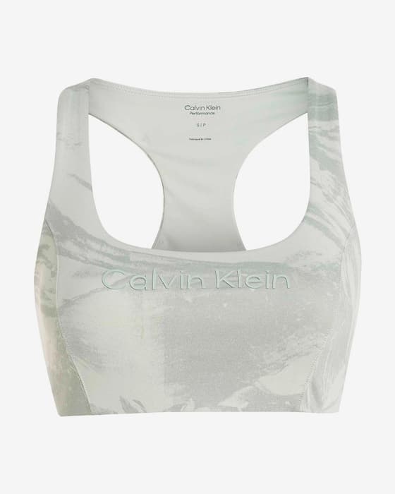 Sujetador Calvin Klein Rockform Print Medium Support blanco roto gris