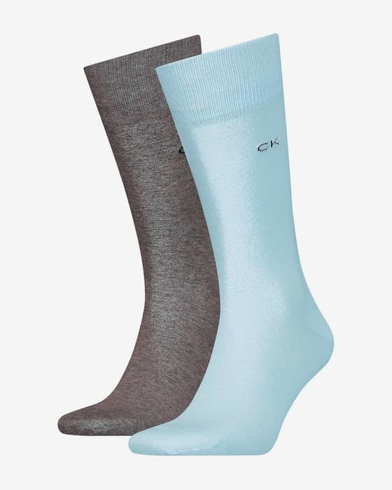 Calcetines Calvin Klein Classic CK Logo azul claro gris oscuro (2 pares)
