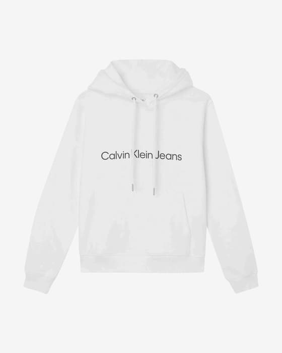 Sudadera con capucha Calvin Klein Jeans Minimal Logo blanco mujer