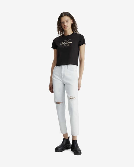 Camiseta Calvin Klein Jeans Bold Monologo manga corta negro blanco dorado mujer