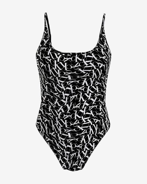 Bañador Calvin Klein Scoop All Over Print negro blanco mujer