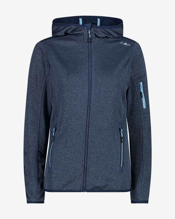 Chaqueta con capucha CMP Fix Hood Knit Tech azul noche mujer