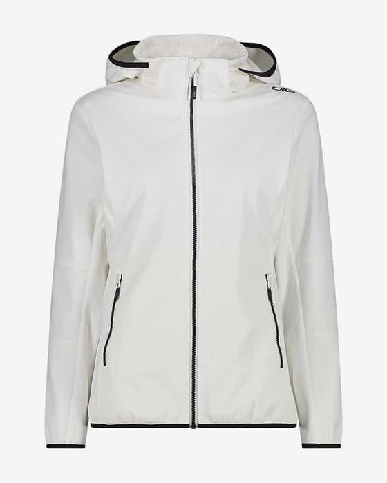 Chaqueta con capucha CMP Softshell Water-Repellent blanco mujer