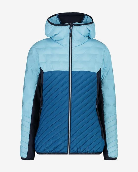Chaqueta con capucha CMP Hybrid Fix PrimaLoft azul celeste mujer