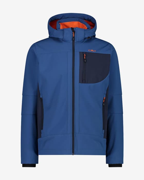 Chaqueta CMP Zip Hood Softshell capucha desmontable azul naranja