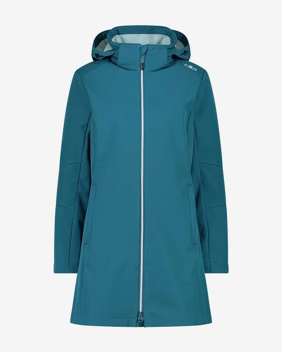 Chaqueta larga CMP Zip Hood Softshell azul turquesa mujer
