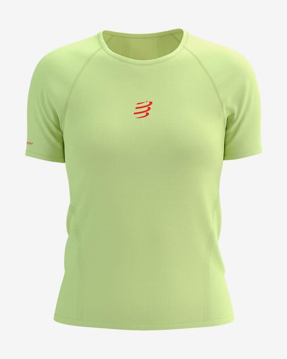 Camiseta Compressport Trail Racing manga corta verde lima mujer