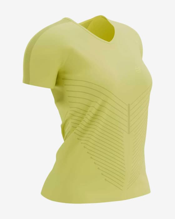 Camiseta Compressport Performance manga corta amarillo neón mujer