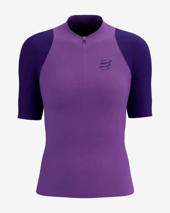 Camiseta Compressport Trail Racing Postural manga corta violeta lila mujer