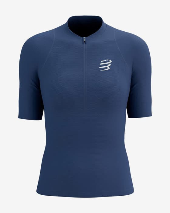 Camiseta Compressport Trail Racing Postural manga corta azul indigo mujer