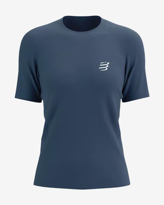 Camiseta Compressport Performance manga corta azul indigo mujer