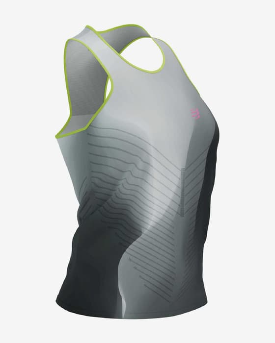 Camiseta Compressport Performance sin mangas blanco grisáceo azul mujer