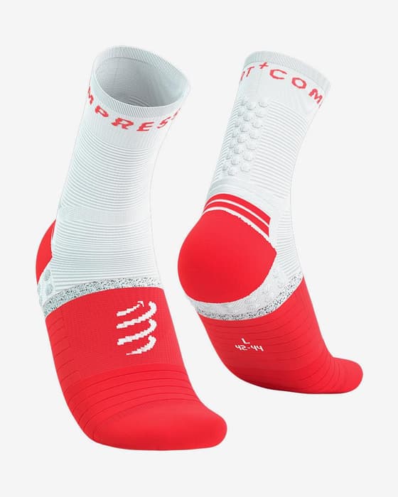 Meias Compressport Pro Marathon v2.0 branco vermelho brilhante