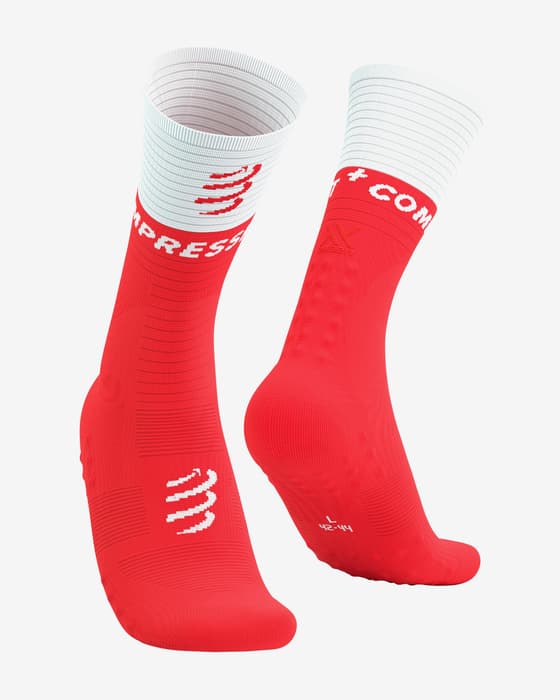 Calcetines Compressport Mid Compression V2.0 rojo brillante blanco