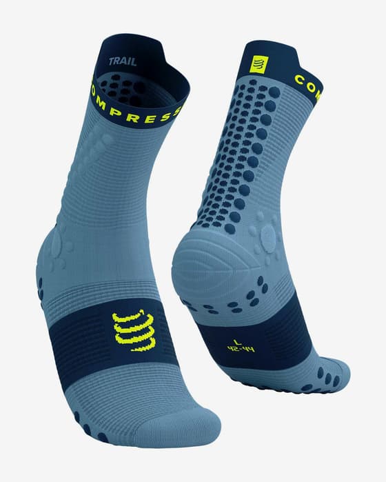 Meias Compressport Pro Racing v4.0 Trail azul denim