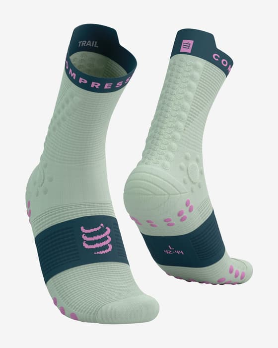 Calcetines Compressport Pro Racing v4.0 Trail verde claro azul oscuro
