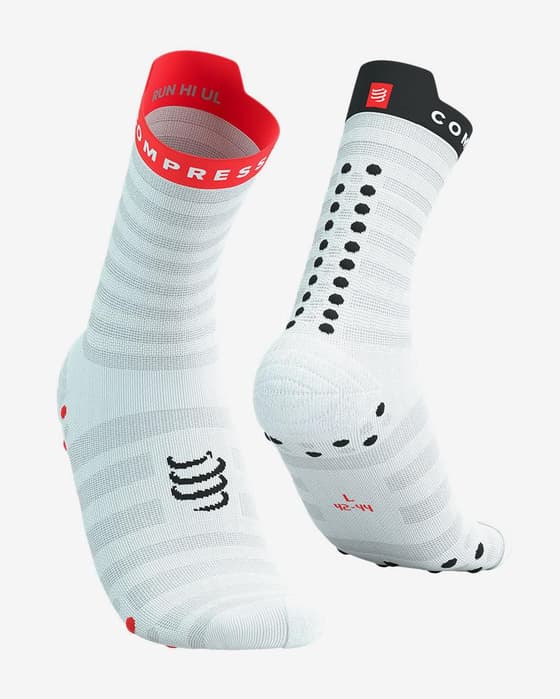 Meias Compressport Pro Racing v4.0 Ultralight Run High branco vermelho preto