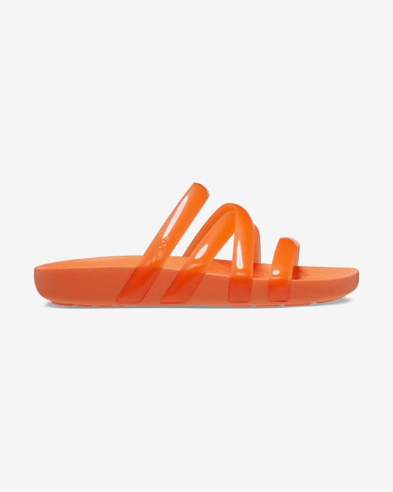 Sandalias Crocs Splash Glossy Strappy naranja mujer