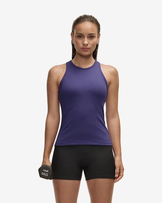 Camiseta Casall Signified Rib tirantes azul noche mujer