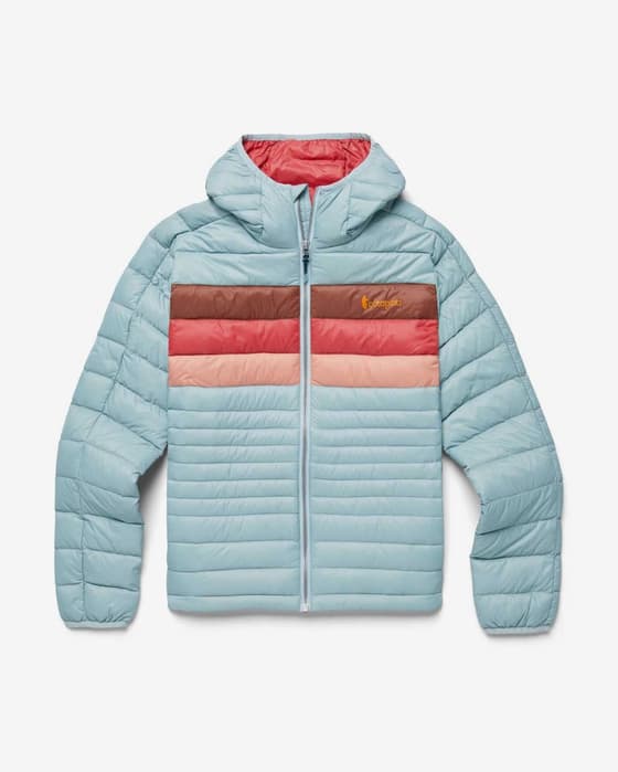Chaqueta con capucha Cotopaxi Fuego Down azul claro rojo mujer