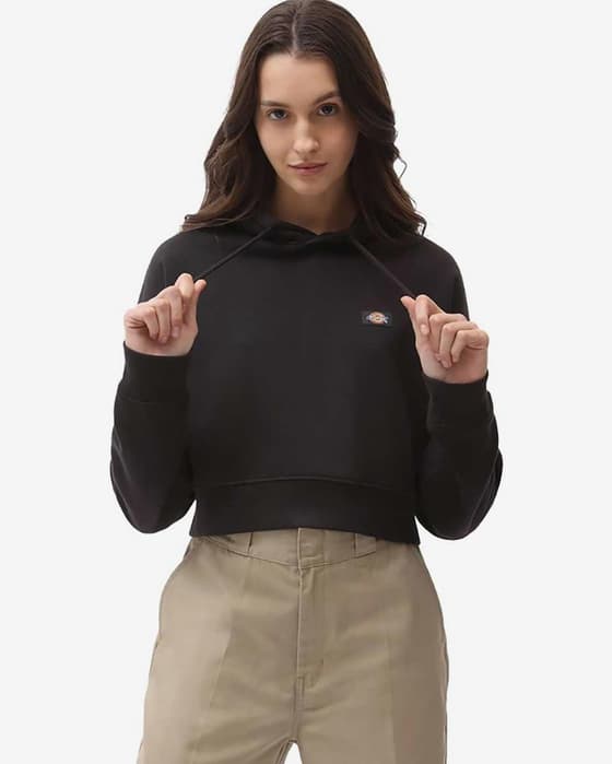 Sudadera con capucha Dickies Oakport Cropped negro mujer