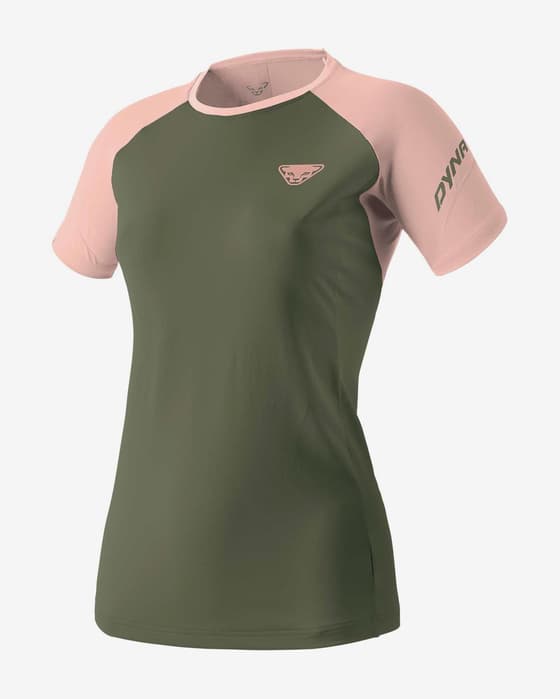 Camiseta Dynafit Alpine Pro manga corta verde oliva rosa claro mujer