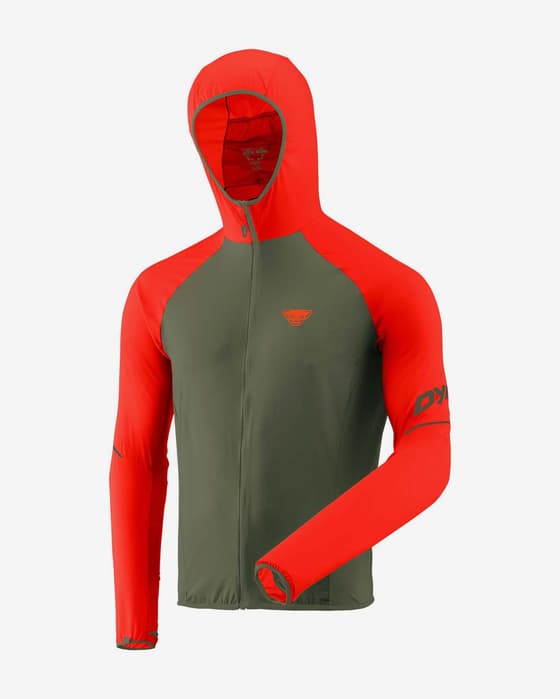 Chaqueta fina Dynafit Alpine Wind 2 verde oliva rojo anaranjado