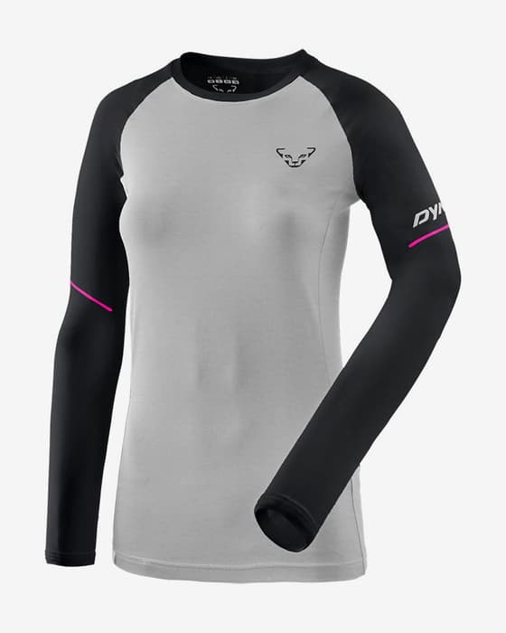 Camiseta Dynafit Alpine Pro manga larga gris negro blanco mujer