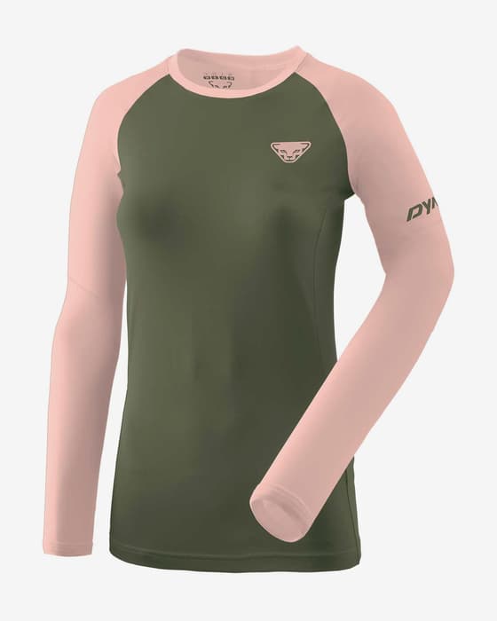 Camiseta Dynafit Alpine Pro manga larga verde oliva rosa claro mujer