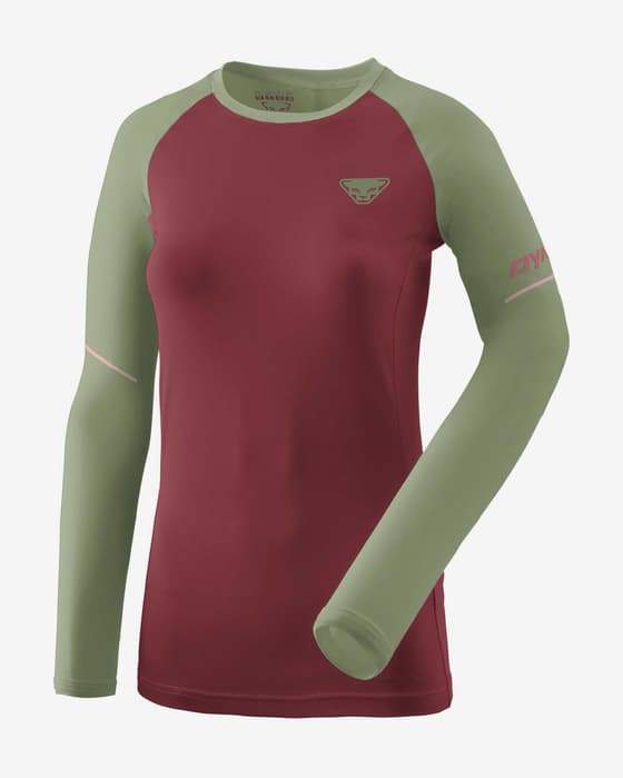Camiseta Dynafit Alpine Pro manga larga granate verde mujer