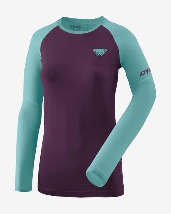 Camiseta Dynafit Alpine Pro manga larga granate azul celeste mujer